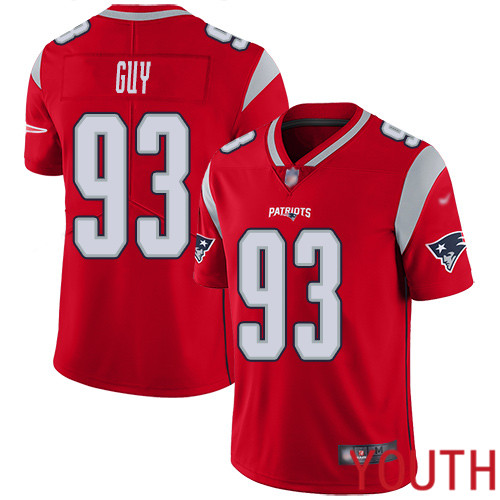 New England Patriots Football #93 Inverted Legend Limited Red Youth Lawrence Guy NFL Jersey